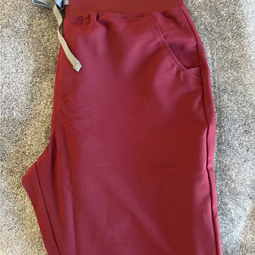 FIGS Burgundy High-Waisted Scrubs